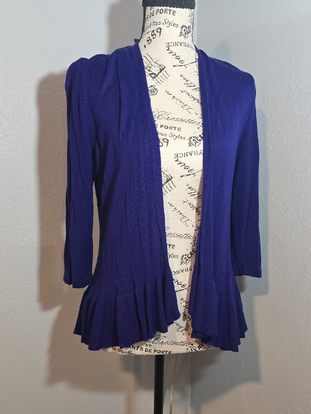 Chico's Open-Front Ruffle-Hem Cardigan - Deep Purple